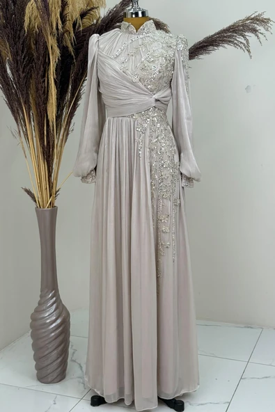 Rengin Tesettür Abiye Bej ürün görseli