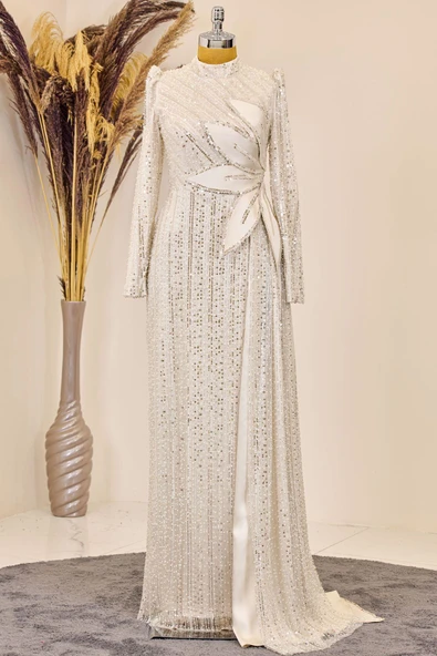 Bergüzar Tesettür Abiye Krem ürün görseli