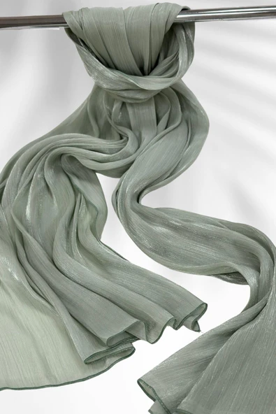 Saten Dokulu Janjan Abiye Şal 75x180cm Mint ürün görseli