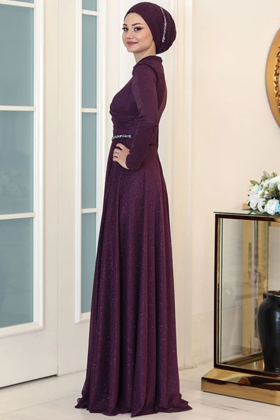 Işıl Tesettür Abiye Mor - Resim 2