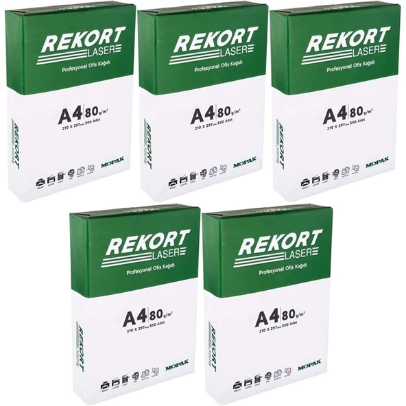 Mopak Rekort A4 80GR/M2 Fotokopi Kağıdı 2500 Adet (5PK*500) - 1