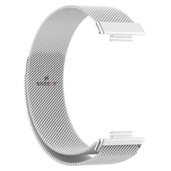 Huawei Watch Fit 2 Metal Hasır Kordon Woven Wire Metal Tasarım Kordon  Gümüş - 3