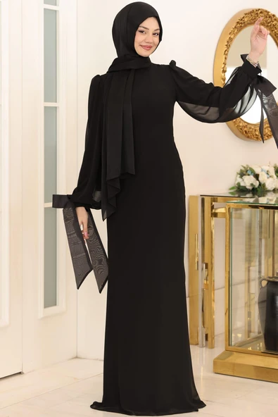 Firuze Tesettür Abiye Siyah - 3
