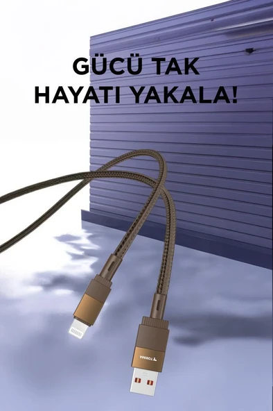 Torima U18 Kahverengi USB İle Lightning Şarj ve Data Kablosu - Resim 2