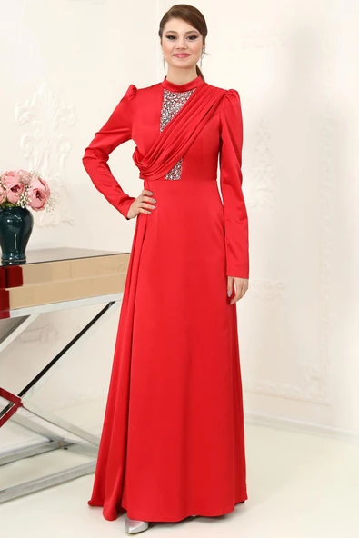 Zen Tesettür Abiye Kırmızı ürün görseli