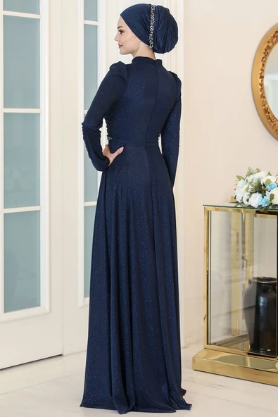 Işıl Tesettür Abiye Lacivert - Resim 4