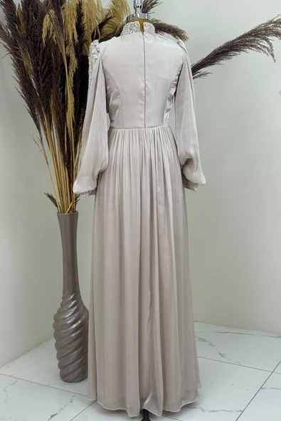 Rengin Tesettür Abiye Bej - Resim 3