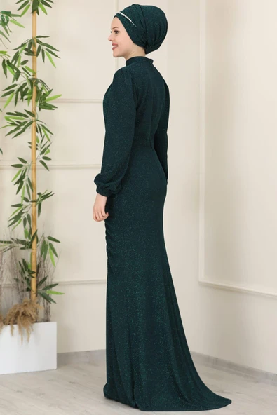 Rüya Tesettür Abiye Zümrüt - Resim 3