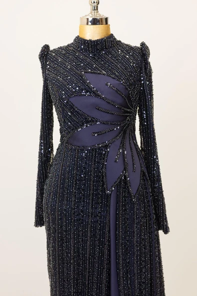 Bergüzar Tesettür Abiye Lacivert - Resim 5