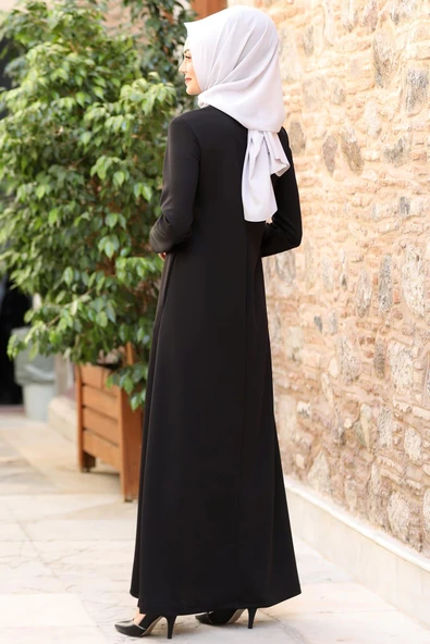 Nisa Fermuarlı Ferace Siyah - Resim 3