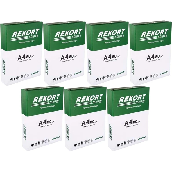 Mopak Rekort A4 80GR/M2 Fotokopi Kağıdı 3500 Adet (7PK*500) - 1