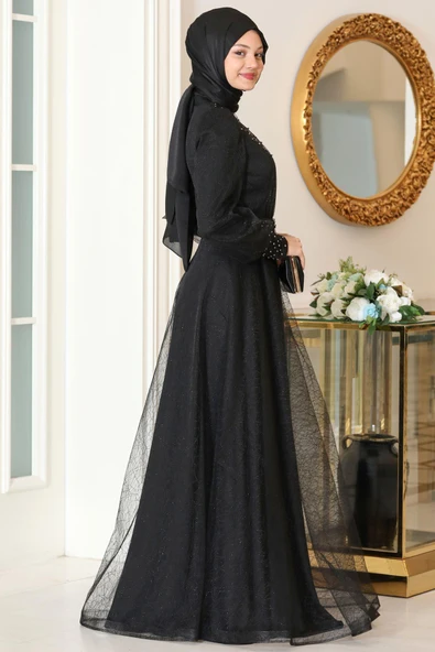 Peri Tesettür Abiye Siyah - 3