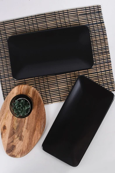 Keramika Mat Siyah Siera Kayık Tabak 33 Cm 2 Adet - Resim 3