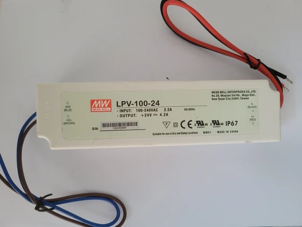 Mean Well LPV-100-24 100W 24V 4.2A Ekonomik Led Sürücü