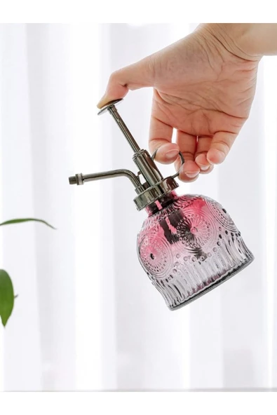 Şık Tasarımlı Ev Bahçe Saksı Çiçeklerine Özel Cam Bitki Sulama Fıskiyesi Kolonya Şişesi 200ML Kırmzı - 6