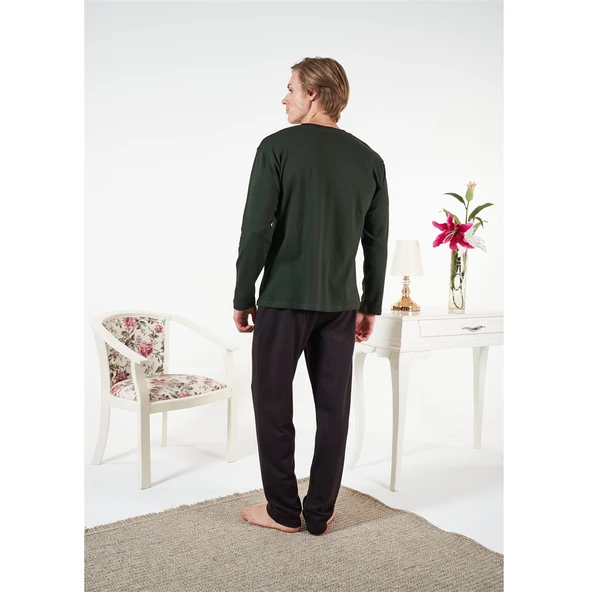 Estiva Penye İnterlok Kareli Uzun Kol Erkek Pijama Takım - Resim 2