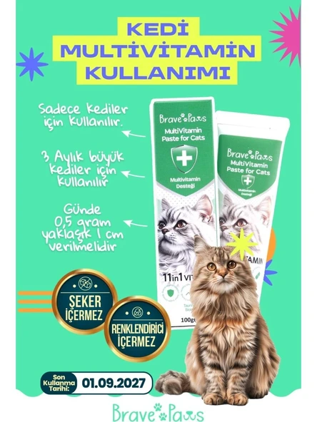 Brave Paws Multivitamin Paste for Cats Günlük Vitamin Desteği 100 Gr ürün görseli 1
