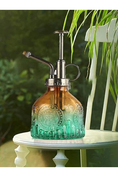 Şık Tasarımlı Ev Bahçe Saksı Çiçeklerine Özel Cam Bitki Sulama Fıskiyesi Kolonya Şişesi 200 ML Yeşil - 5