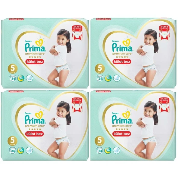 Prima Premium Care Külot Bebek Bezi Beden:5 (12-17Kg) 136 Adet Süper Ekonomik Fırsat Pk ürün görseli