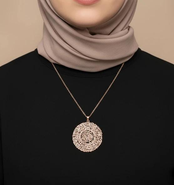 İnşirah Suresi Gümüş Kolye - Rose - Resim 2