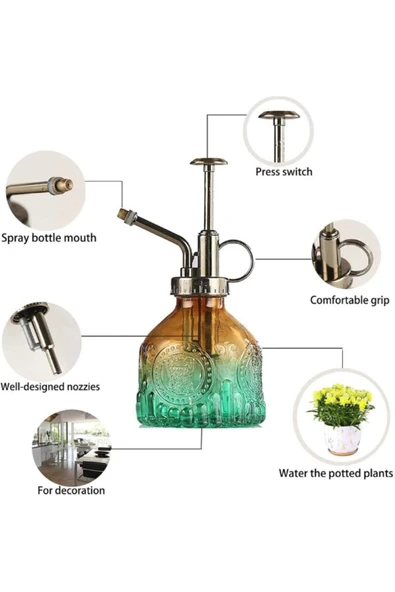 Şık Tasarımlı Ev Bahçe Saksı Çiçeklerine Özel Cam Bitki Sulama Fıskiyesi Kolonya Şişesi 200ML Kırmzı - 8