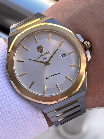 Raymond Nişan Ve Damatlara Özel Çelik Kordon 2 Yıl Garantili 5 Atm Erkek Kol Saati+Bileklik RMD.34 - 2