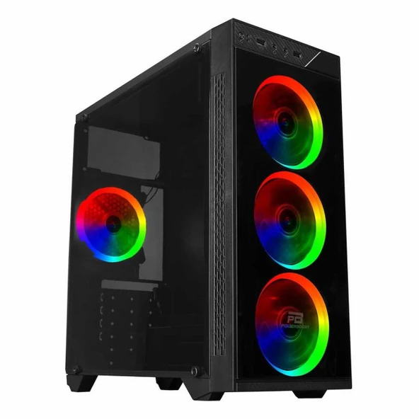 PowerBoost VK-C12B USB 3.2 RGB ATX Mid Tower Siyah Kasa ürün görseli 1