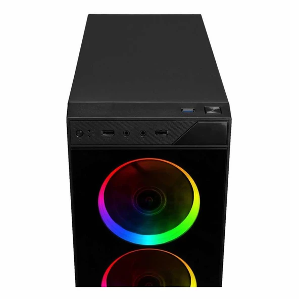 PowerBoost VK-C12B USB 3.2 RGB ATX Mid Tower Siyah Kasa - Resim 3