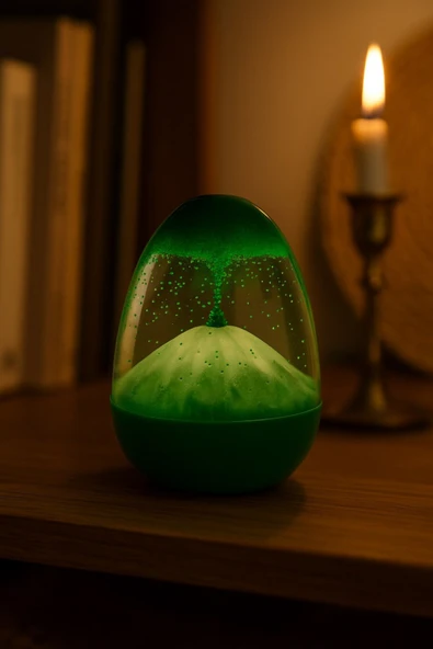 Ofisinize Masaüstü Dekorasyonu Yeşil Kum Saati Volkan Patlaması Efekti Ev Ofis Masa Üstü Hediyelik ürün görseli 1