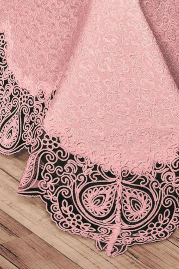 Farah Brokar Güpürlü Pike Takımı Pudra - Resim 5