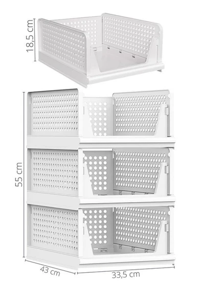 Mithra Life 6 lı Kayar Raf Organizer – Beyaz Dolap İçi Kıyafet, Aksesuar Düzenleyici MIT1262 - Resim 7