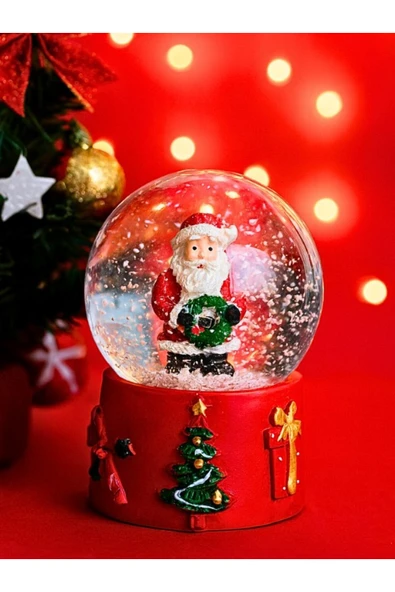 Yeni Yılın En Güzel Hediyesi 2026 Yılbaşı Temalı Noel Baba Figürlü Led Işıklı 9 cm Kar Küresi - Resim 2