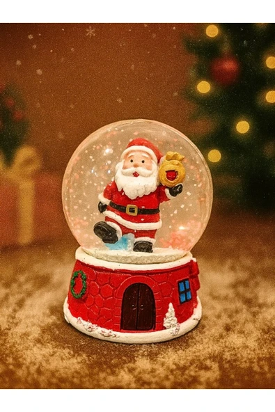 Dekoratif 2026 Yılbaşı Yeni Yılın En Güzel Hediyesi Noel Baba Temalı Led Işıklı 9 cm Kar Küresi ürün görseli 1