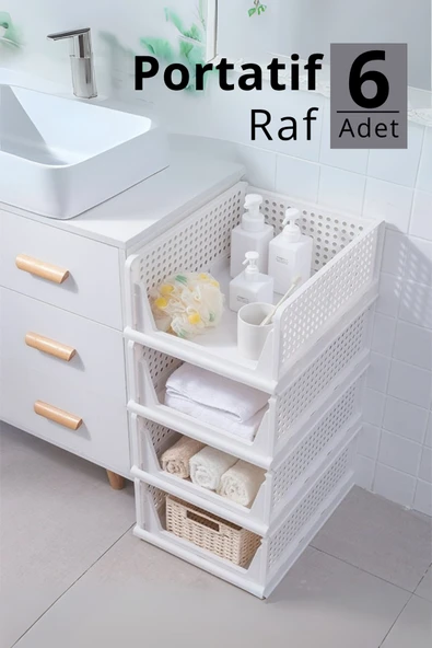 Mithra Life 6 lı Kayar Raf Organizer – Beyaz Dolap İçi Kıyafet, Aksesuar Düzenleyici MIT1262 - Resim 2