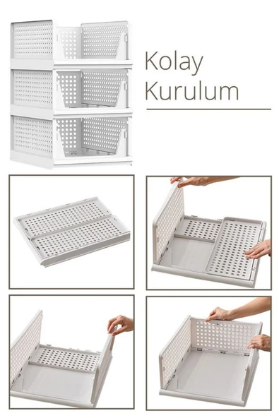 Mithra Life 6 lı Kayar Raf Organizer – Beyaz Dolap İçi Kıyafet, Aksesuar Düzenleyici MIT1262 - Resim 6