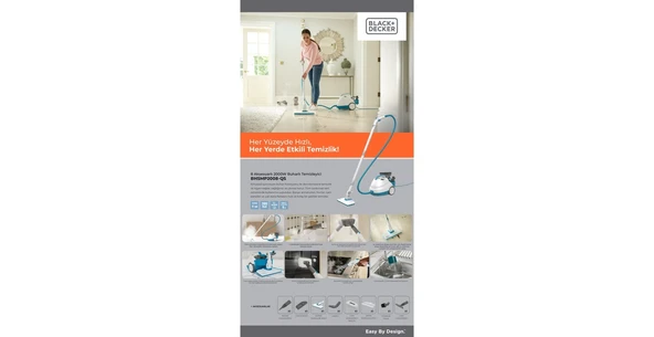 2000W Basınçlı Buharlı Temizleyici, 8 Aksesuarlı (BHSMP2008-QS) - Resim 5