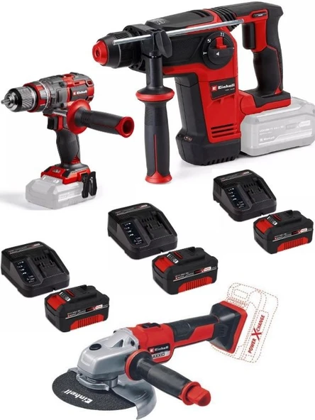 Einhell TP-HD 18/26 li BL  Tp-cd 18/80 Matkap Axxio 18/150 Avuç Taşlama 3x4.0ah Akülü Kömürsüz Set ürün görseli