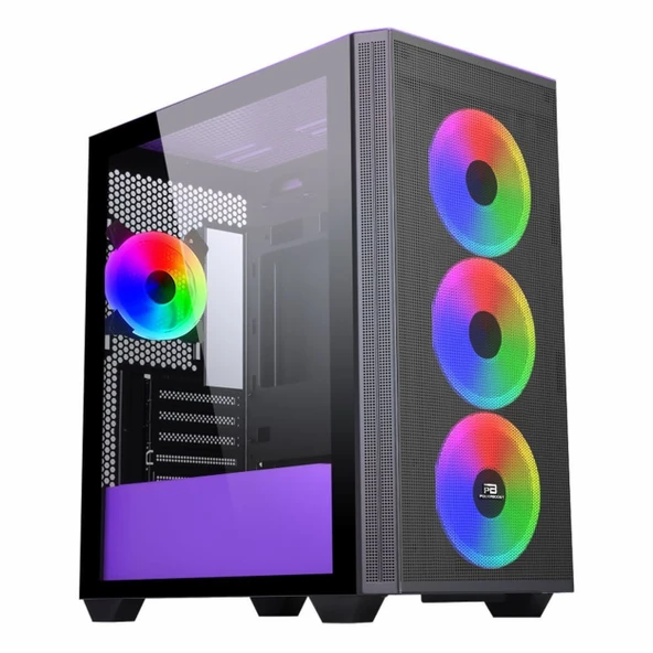 PowerBoost PB-P2252BP USB 3.2 ARGB mATX Mid Tower Siyah Kasa ürün görseli 1