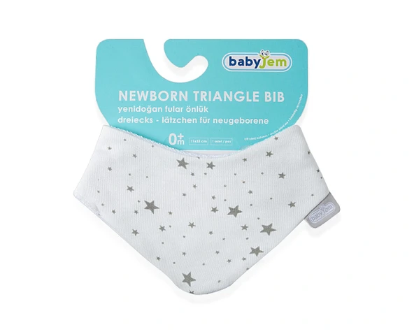 Yenidoğan Fular Yıldızlı Önlük Gri - 6