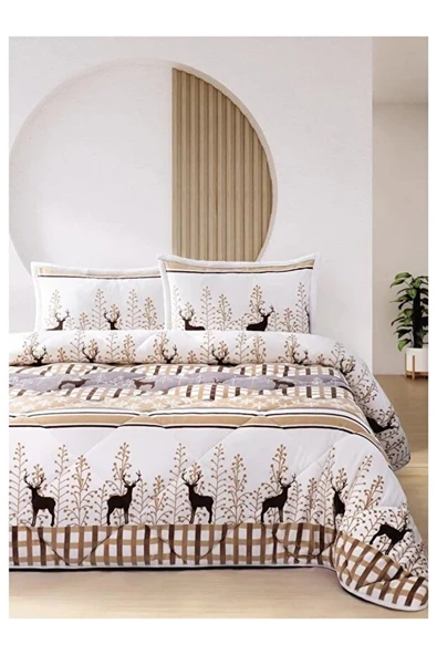 Merinos Comforter Tek Kişilik Yorgan Seti - Deer Bej - 1