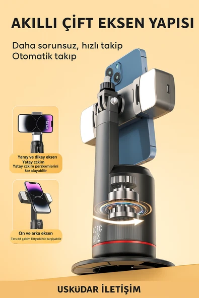 SS16  Yüz Takip Özellikli 360 Derece Hareketli Titreşim Engelleyici Gimbal - 4