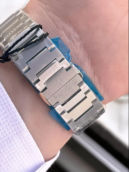 Raymond Nişan Ve Damatlara Özel Çelik Kordon 2 Yıl Garantili 5 Atm Erkek Kol Saati+Bileklik RMD.34 - 5