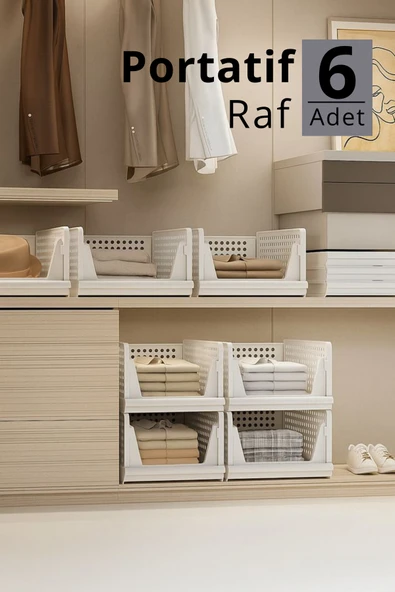 Mithra Life 6 lı Kayar Raf Organizer – Beyaz Dolap İçi Kıyafet, Aksesuar Düzenleyici MIT1262 ürün görseli