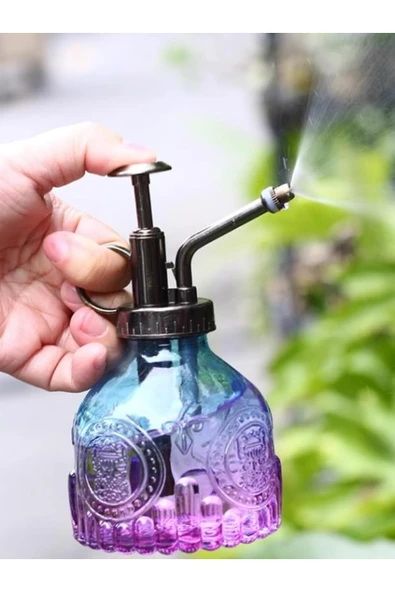 Şık Tasarımlı Ev Bahçe Saksı Çiçeklerine Özel Cam Bitki Sulama Fıskiyesi Kolonya Şişesi 200 ML Mor - 2