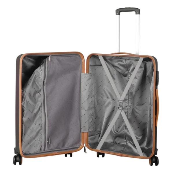 MÇS 3lü Set Kırılmaz Silikon Seyahat Valizi Bavulu V374 Kahve/Şamp - 3