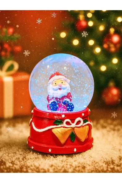 Dekoratif 2026 Yılbaşı Yeni Yılın En Güzel Hediyesi Noel Baba Figürlü Led Işıklı 9 cm Kar Küresi ürün görseli 1