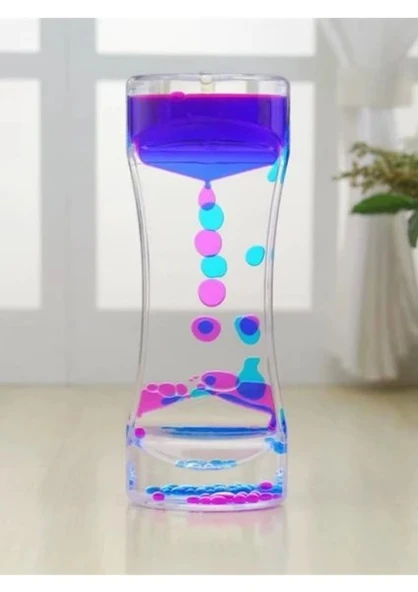 1 Adet Eğlenceli Rahatlatıcı Damla Akışlı Renkli Sıvı Kum Saati Ofis Ev İçin Dekoratif Masa Oyuncağı - Resim 5
