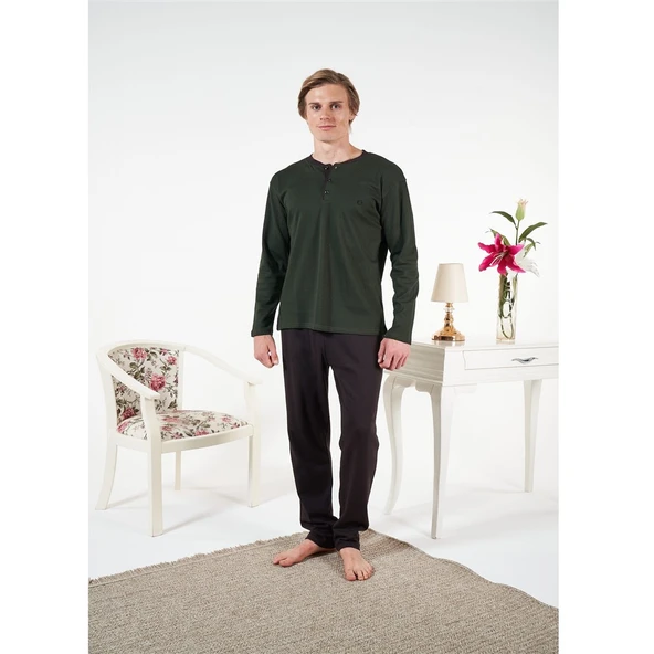 Estiva Penye İnterlok Kareli Uzun Kol Erkek Pijama Takım ürün görseli