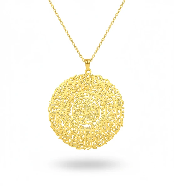 İnşirah Suresi Gümüş Kolye - Altın ürün görseli 1