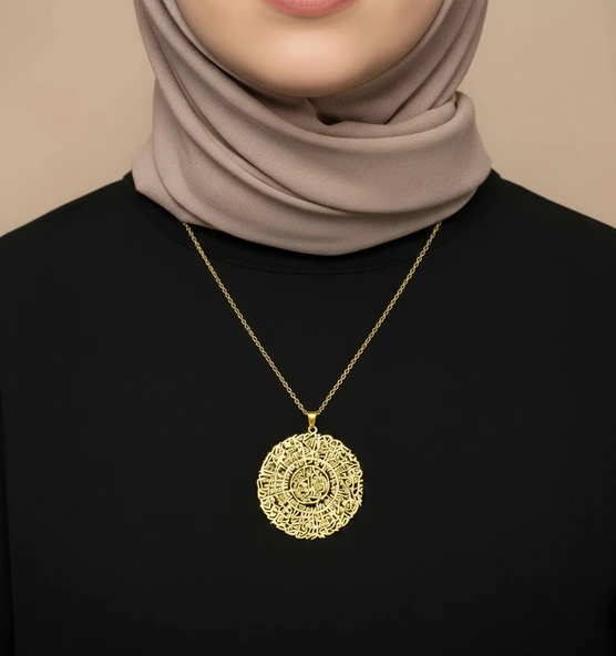 İnşirah Suresi Gümüş Kolye - Altın - Resim 2